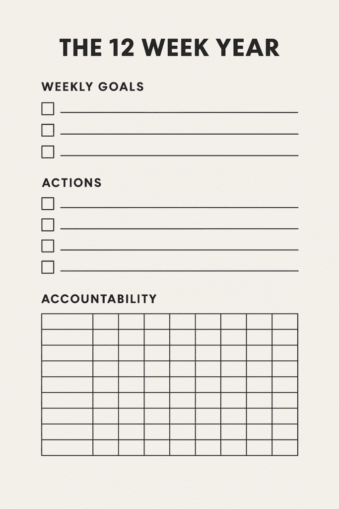 12 Week Year by Brian P. Moran and Michael Lennington (Weekly action plan for productivity)