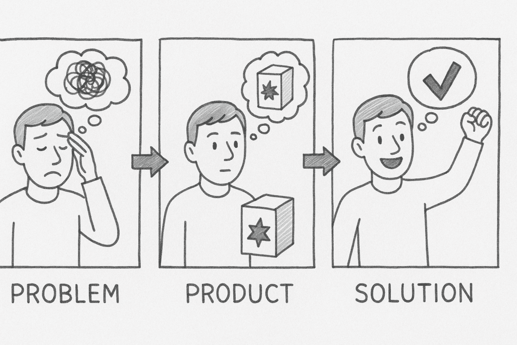 How to Grow Your Small Business by Donald Miller (Storyboard showing a customer journey from problem to product solution)