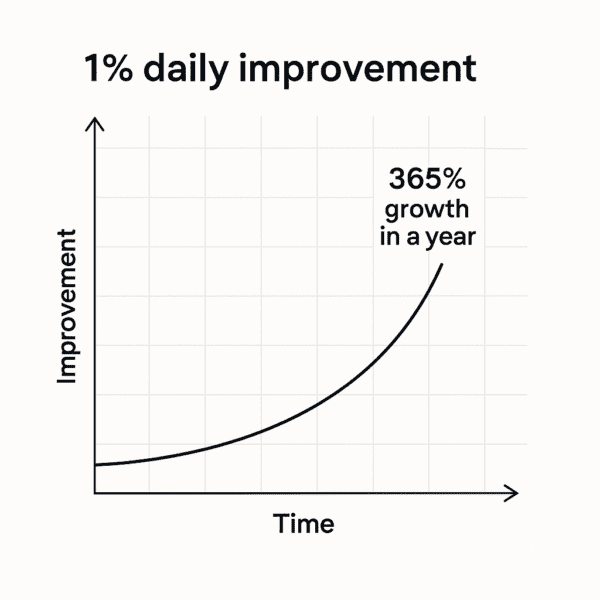 The 5AM Club by Robin Sharma (Graph showing how small daily improvements lead to major yearly growth)