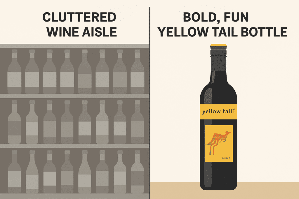 The Blue Ocean Strategy by W. Chan Kim and Renée Mauborgne ( Comparison between complex wine labels and Yellow Tail’s simple bottle design)