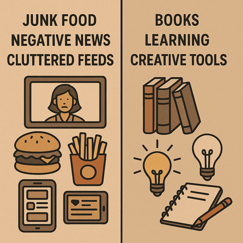 The Compound Effect by Darren Hardy LLC ( Comparison of mental inputs: negative content vs enriching content)