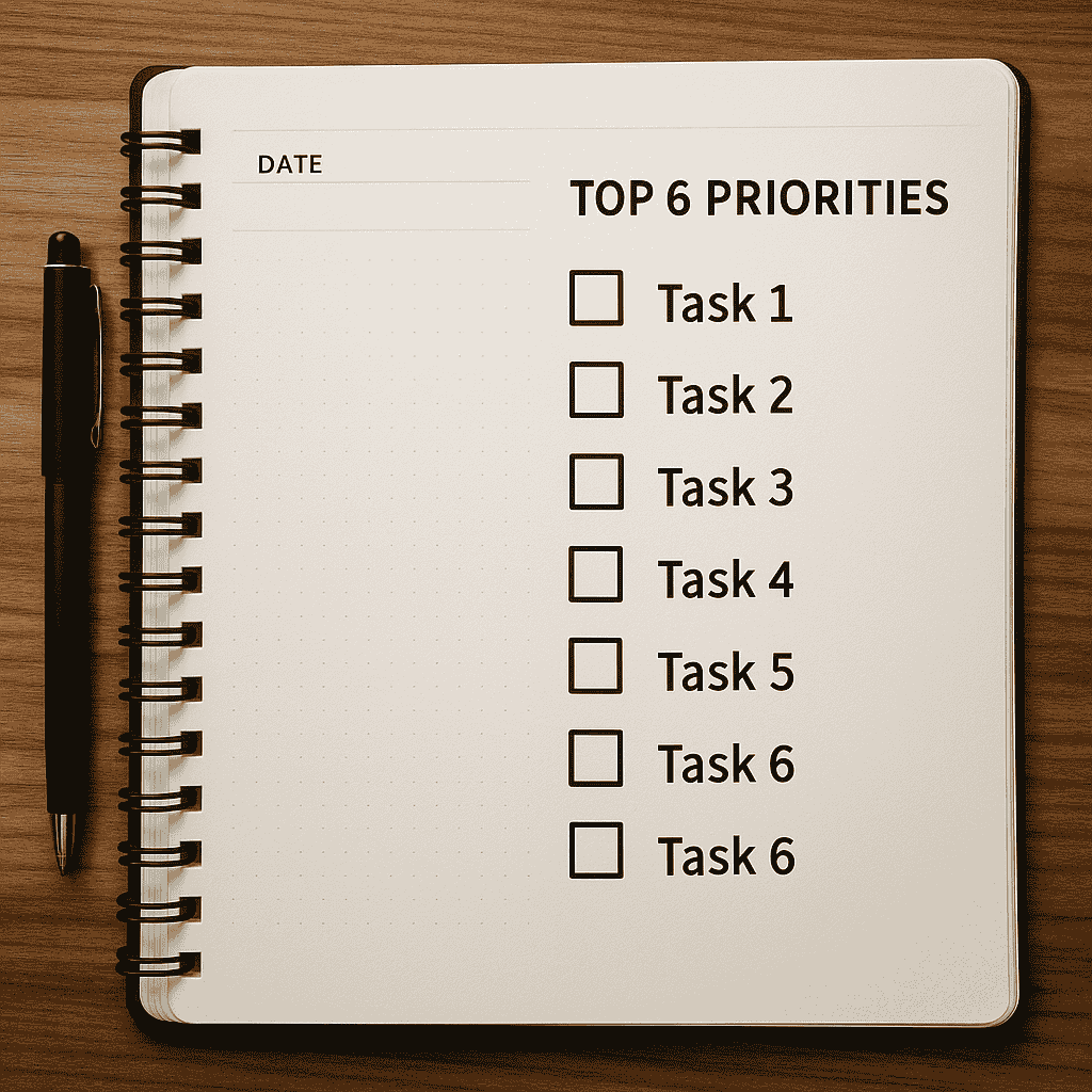 Eat That Frog! by Brian Tracy (Daily planning layout for managing tasks based on Brian Tracy’s advice)