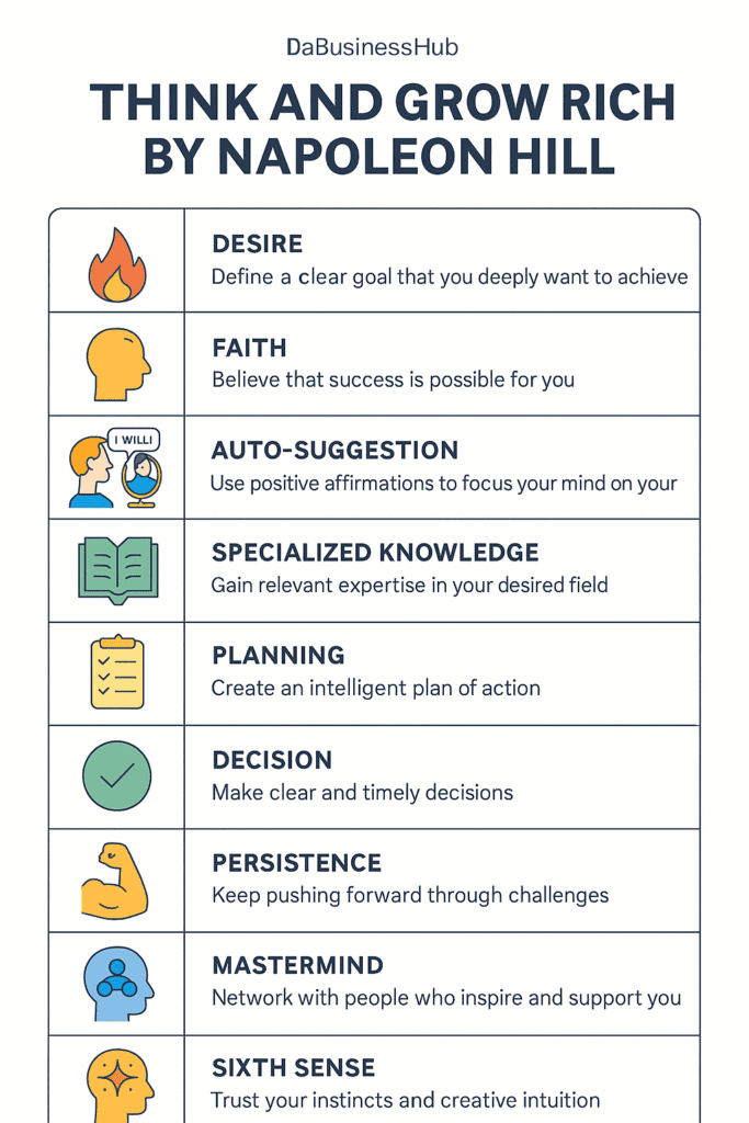 Think and Grow Rich by Napoleon Hill (9 Practical Lessons for Building Wealth and Clarity Plus Book Summary)
