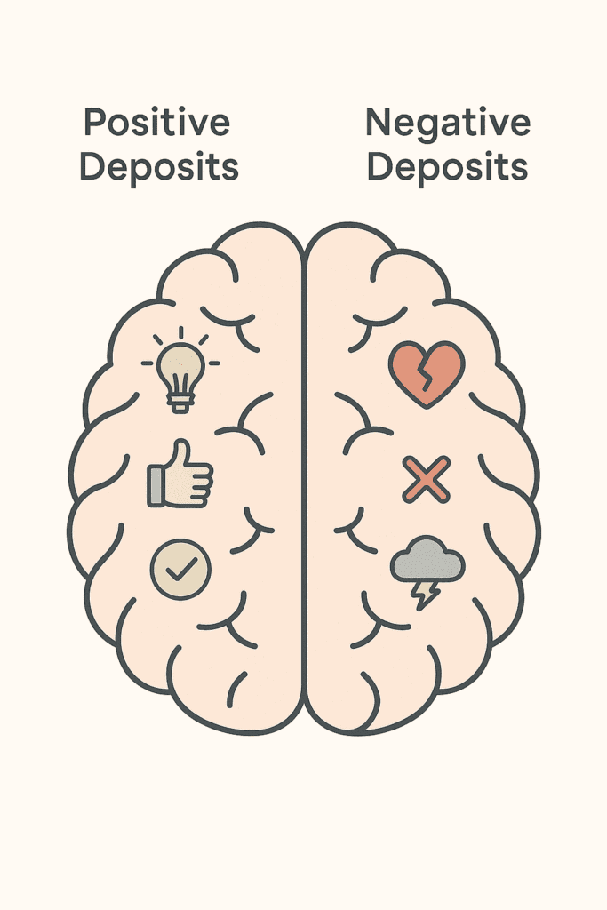 The Magic of Thinking Big by David J. Schwartz (Illustration of memory bank and how positive thoughts build confidence)