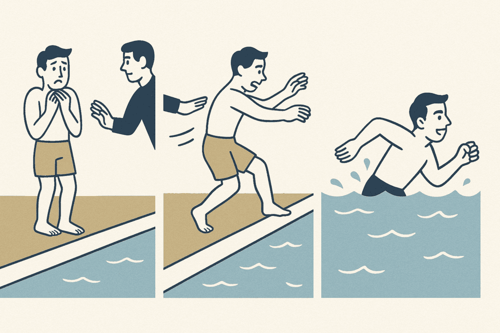 The Magic of Thinking Big by David J. Schwartz (Storyboard of how taking action kills fear)