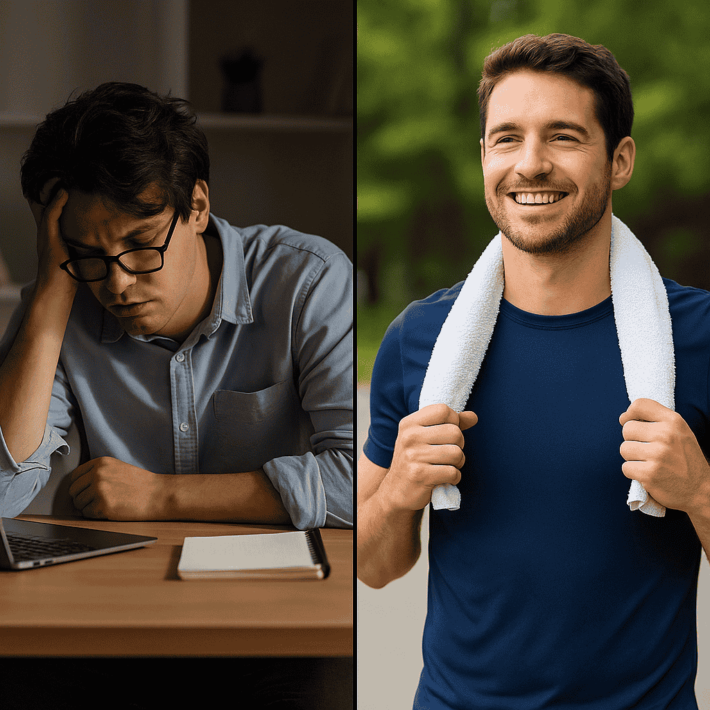 Do It Today by Darius Foroux (Comparison of burnout from overwork vs high energy from balanced habits)