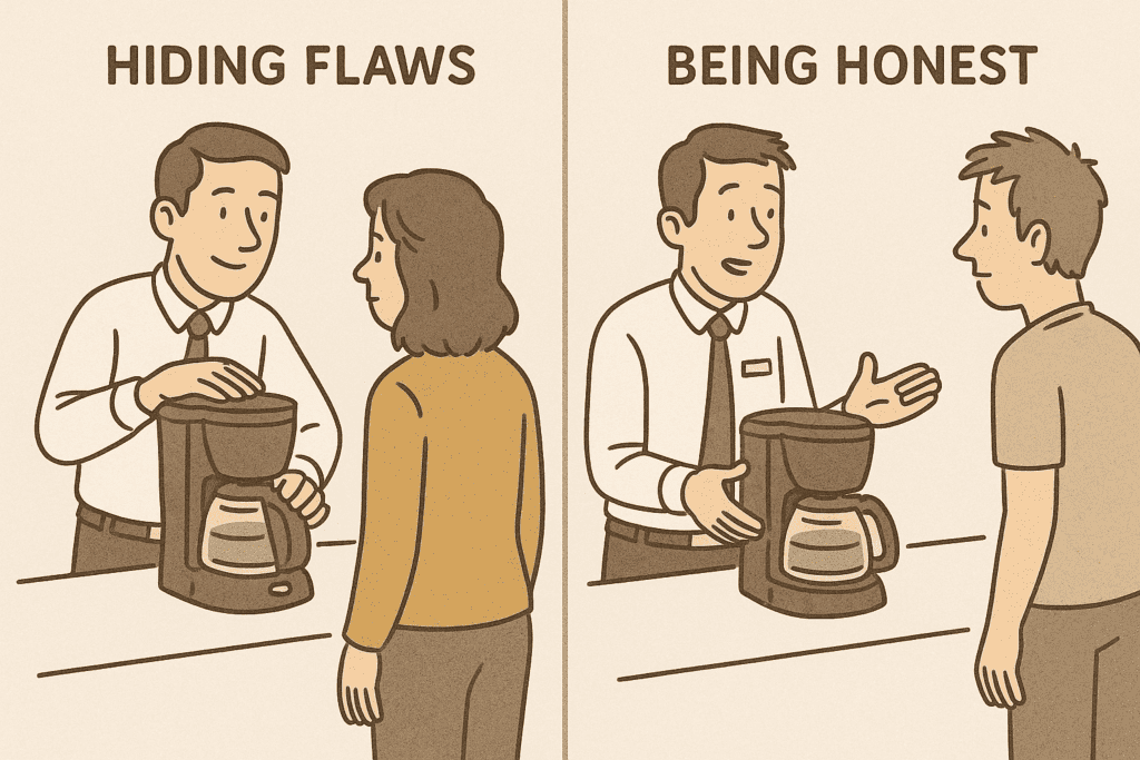The Personal MBA by Josh Kaufman (Visual comparing dishonest vs. honest sales conversations)