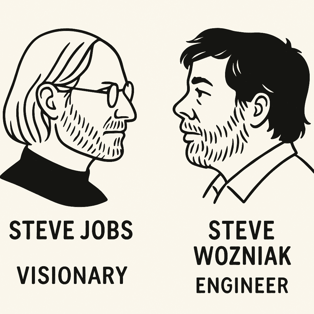 Start With Why by Simon Sinek ( Steve Jobs and Steve Wozniak showing different but complementary roles)