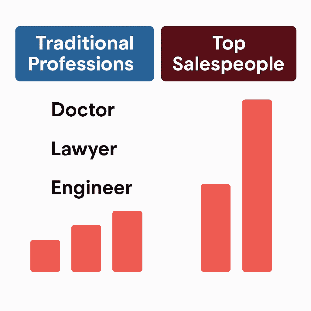 Whatever It Takes by Brandon Bornancin (Side-by-side comparison of traditional careers vs sales career income potential)