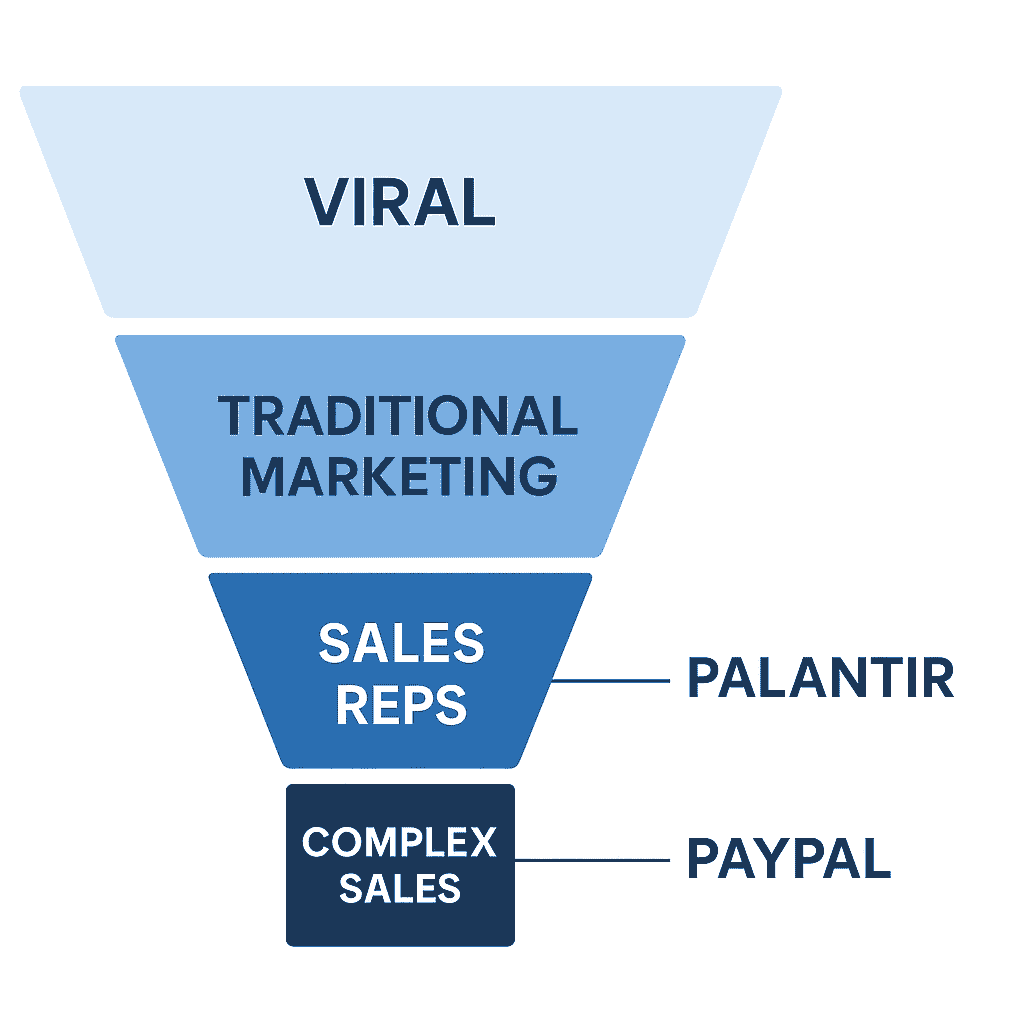 Zero to One by Peter Thiel and Blake Masters (Sales funnel diagram showing distribution strategies for startups)