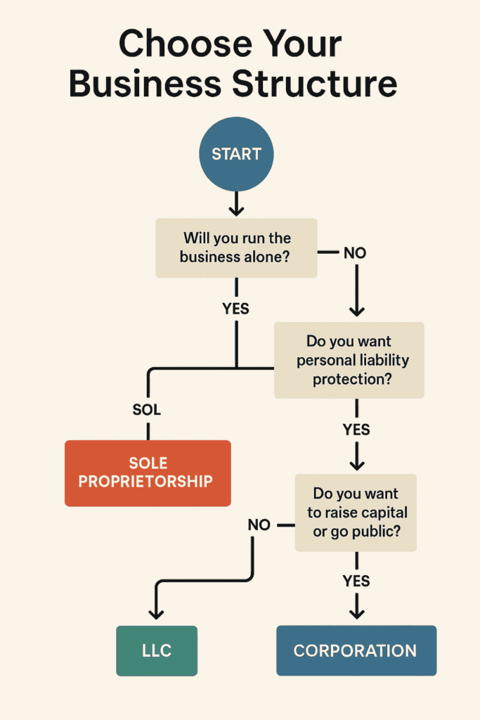 Starting a Business QuickStart Guide by Ken Colwell (Visual guide showing how to choose the right business structure for a startup)