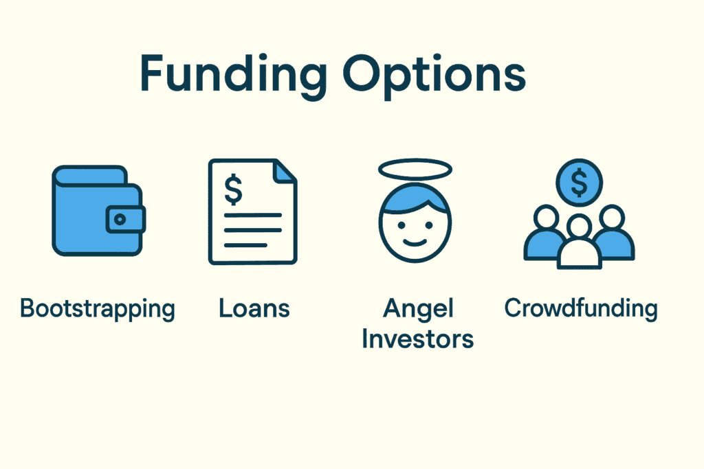 Starting a Business QuickStart Guide by Ken Colwell (Infographic of different funding options for new entrepreneurs)