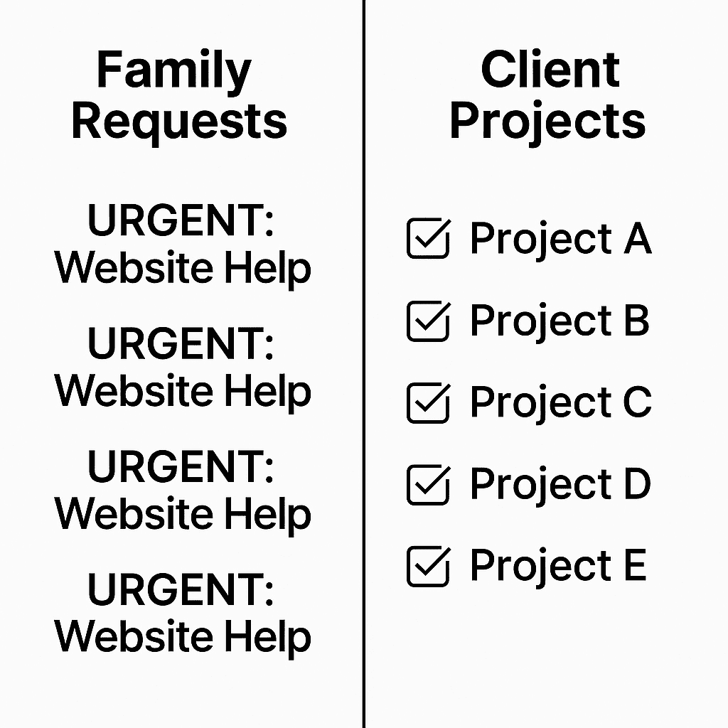 First-time entrepreneur setting boundaries between family and client work
