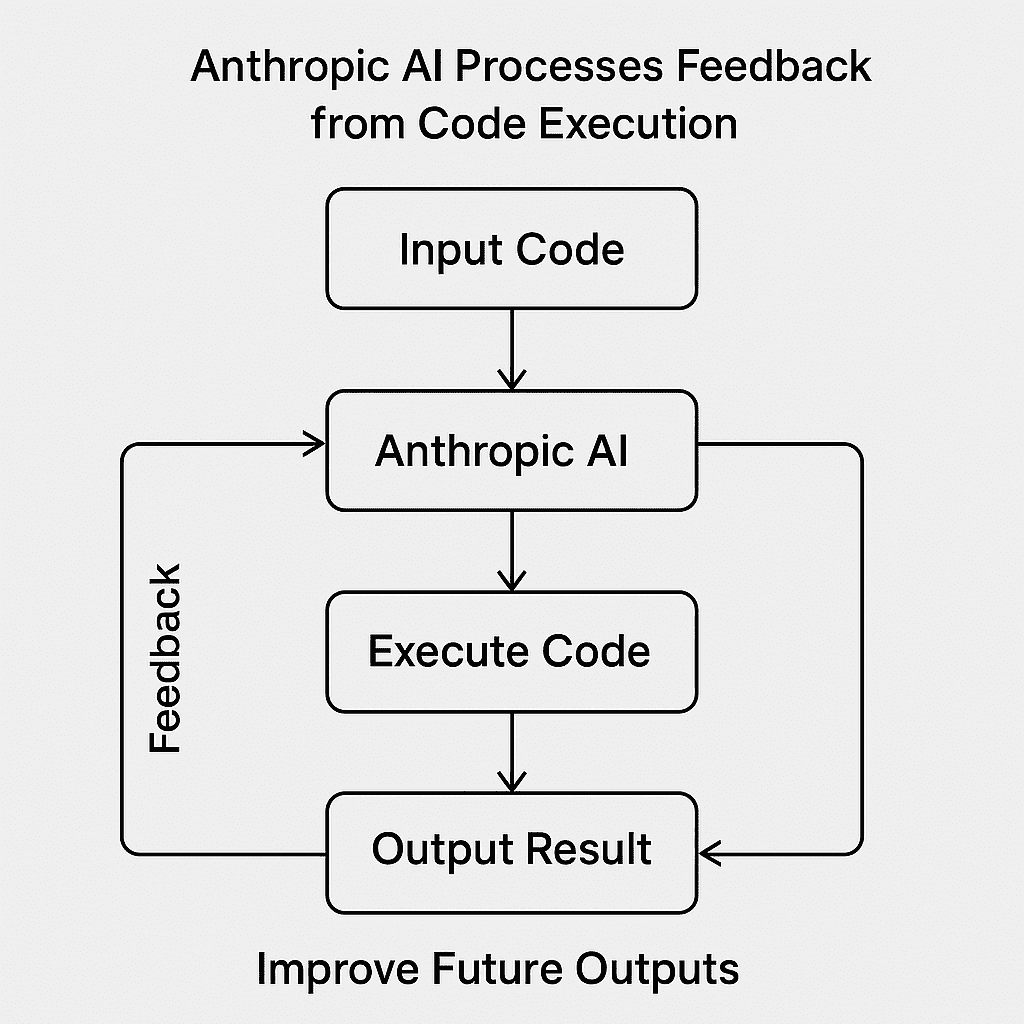 Feedback loop diagram showing how Anthropic AI learns from code performance and deployment.