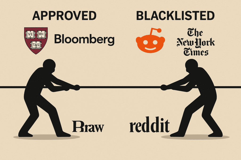 Approved and blacklisted websites used to train Anthropic AI models