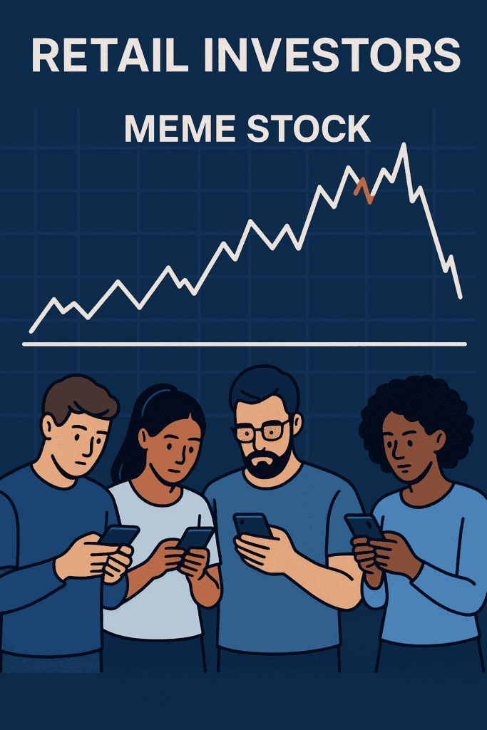 Retail investors reacting to meme stock volatility in the stock market